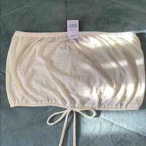 yellow and white tube top